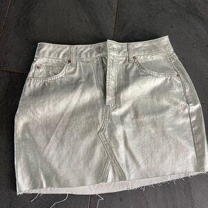 Silver Denim Mini Skirt Top Shop
